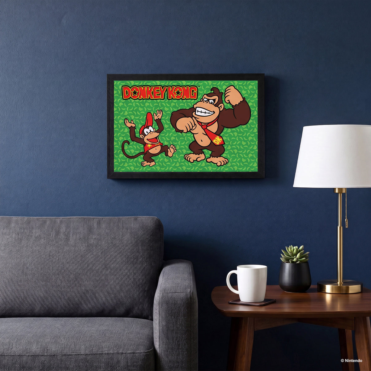 Donkey Kong - Monkey Business Green - Gel-Coated Framed Print (11x17)