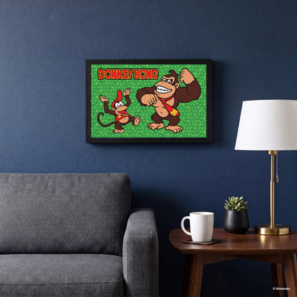 Donkey Kong - Monkey Business Green - Gel-Coated Framed Print (11x17)