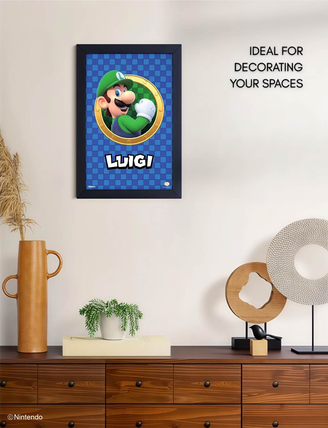 Super Mario™: 3D Port Luigi Framed Art (11x17) - Official Nintendo Wall Decor - back view