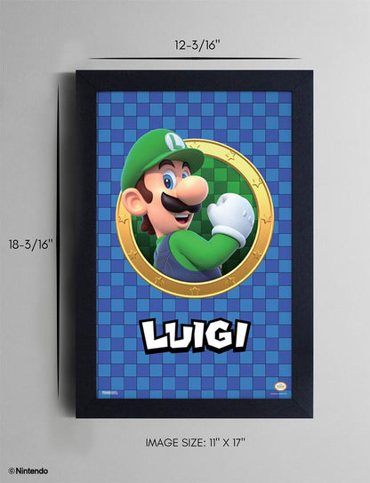 Super Mario™: 3D Port Luigi Framed Art (11x17) - Official Nintendo Wall Decor - packaging