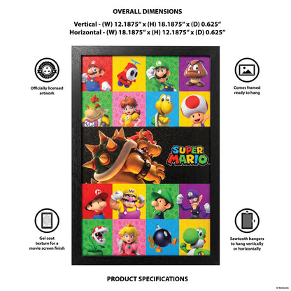 Super Mario - 3D Friends & Foes - 11x17 Framed Gel Coat
