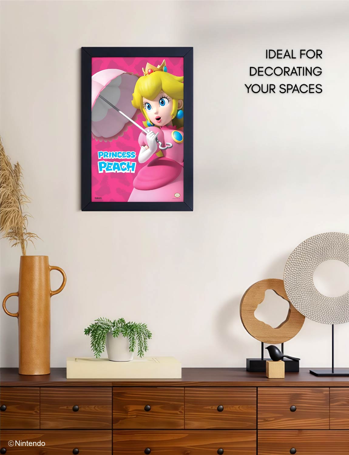 Super Mario™: Princess Peach Umbrella Framed Art (11x17) - Official Nintendo Decor - back view