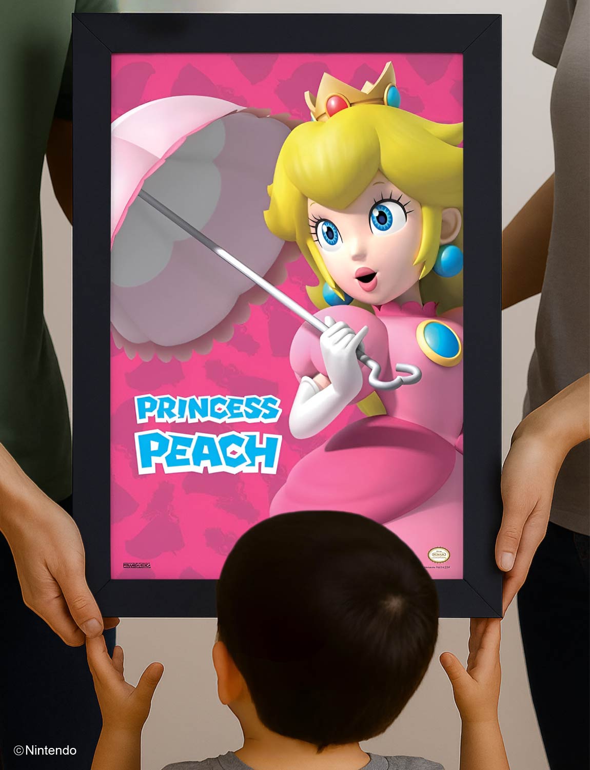 Super Mario™: Princess Peach Umbrella Framed Art (11x17) - Official Nintendo Decor - detail close-up