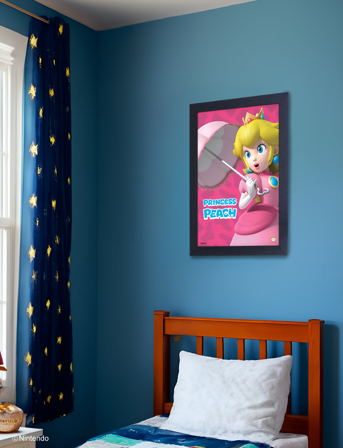 Super Mario™: Princess Peach Umbrella Framed Art (11x17) - Official Nintendo Decor - alternate angle
