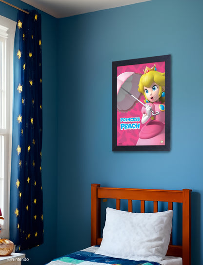 Super Mario™: Princess Peach Umbrella Framed Art (11x17) - Official Nintendo Decor - alternate angle