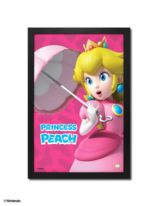 Super Mario™: Princess Peach Umbrella Framed Art (11x17) - Official Nintendo Decor - front view