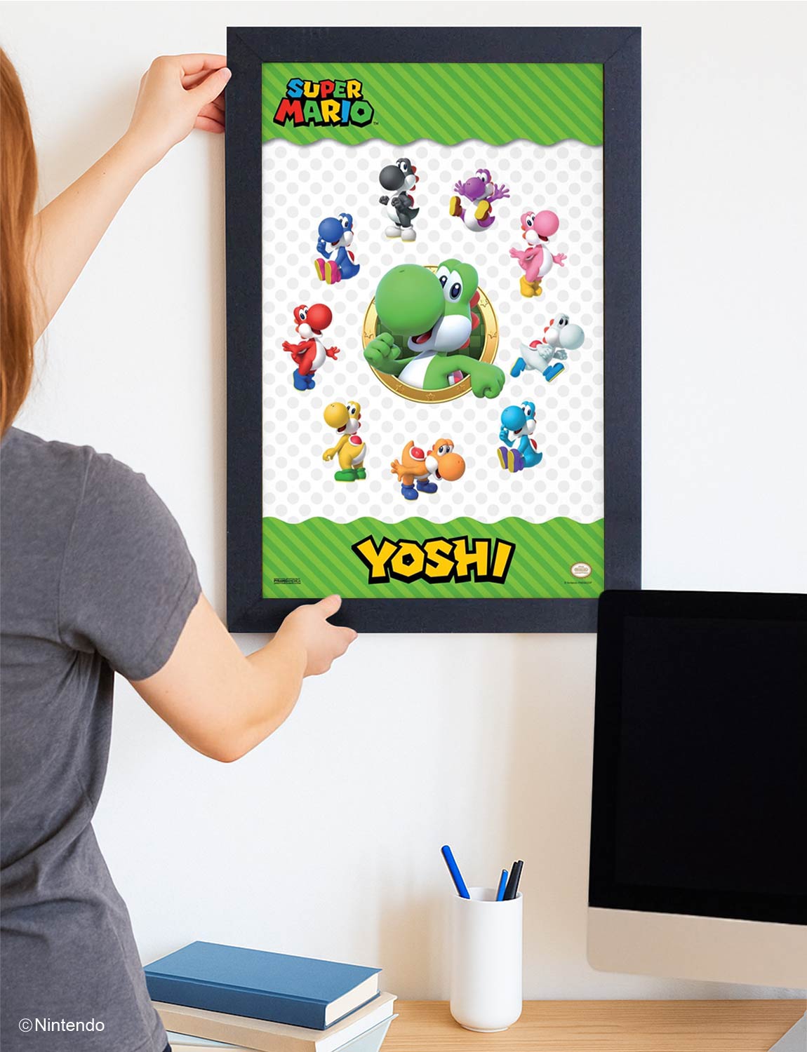 Super Mario��: Yoshi Wheel Framed Poster (11x17) - Official Nintendo Art - alternate angle