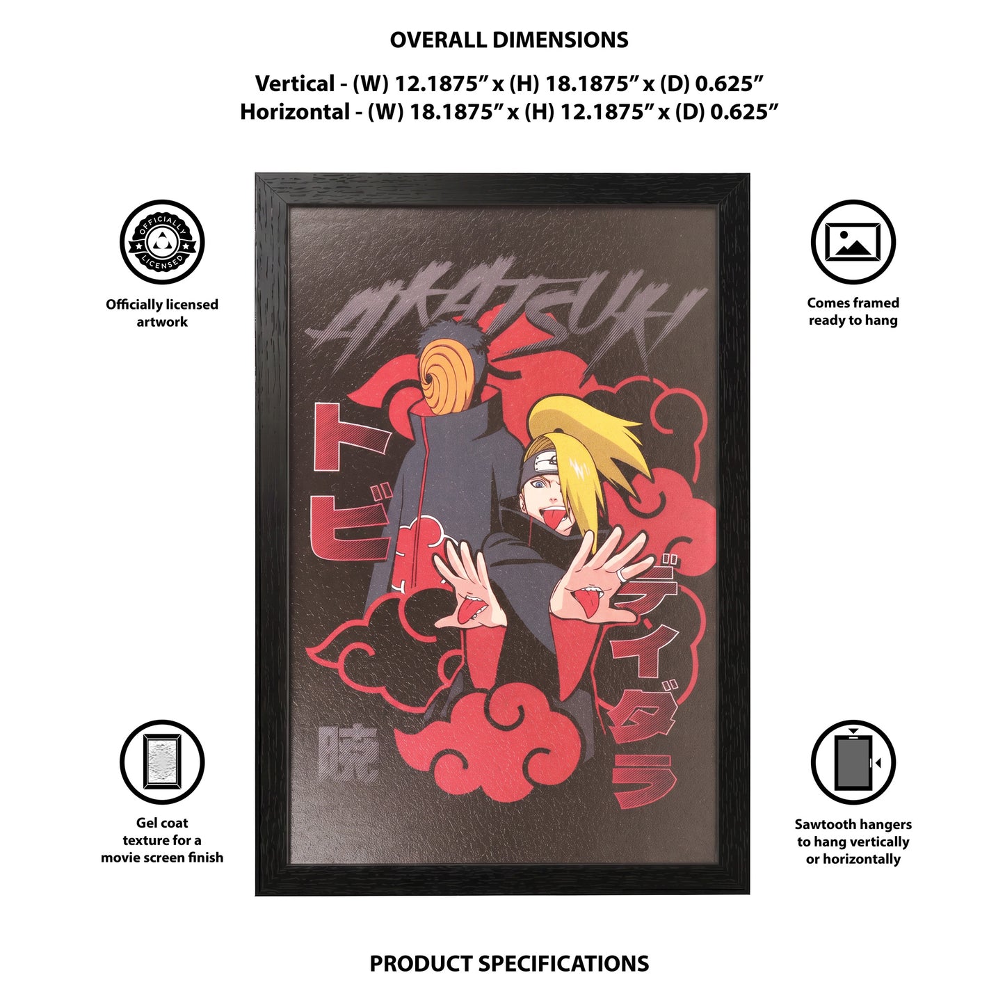 Naruto- Deidara and Tobi - 11x17 Framed Gel Coat