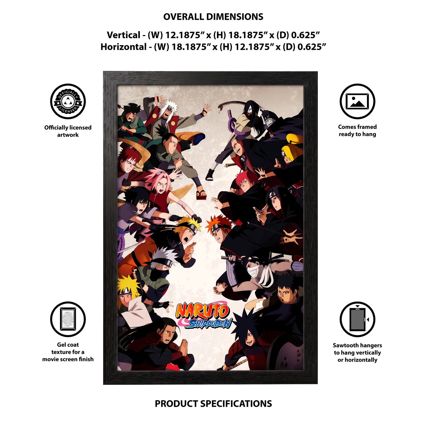 Naruto- Group Battle - 11x17 Framed Gel Coat