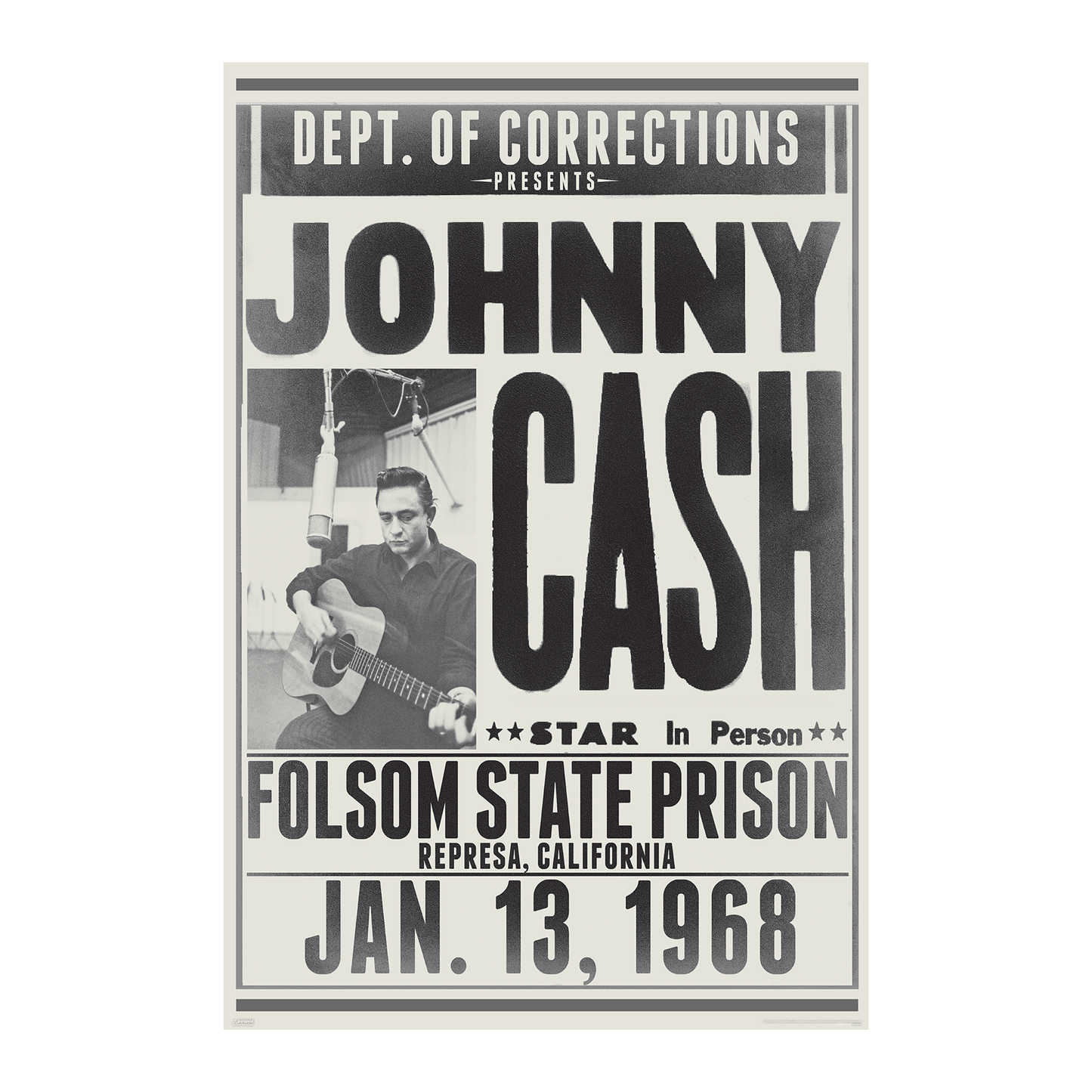 Johnny Cash - Folsom State - 24x36 Unframed Poster