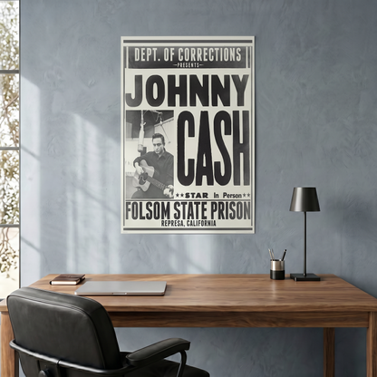 Johnny Cash - Folsom State - 24x36 Unframed Poster
