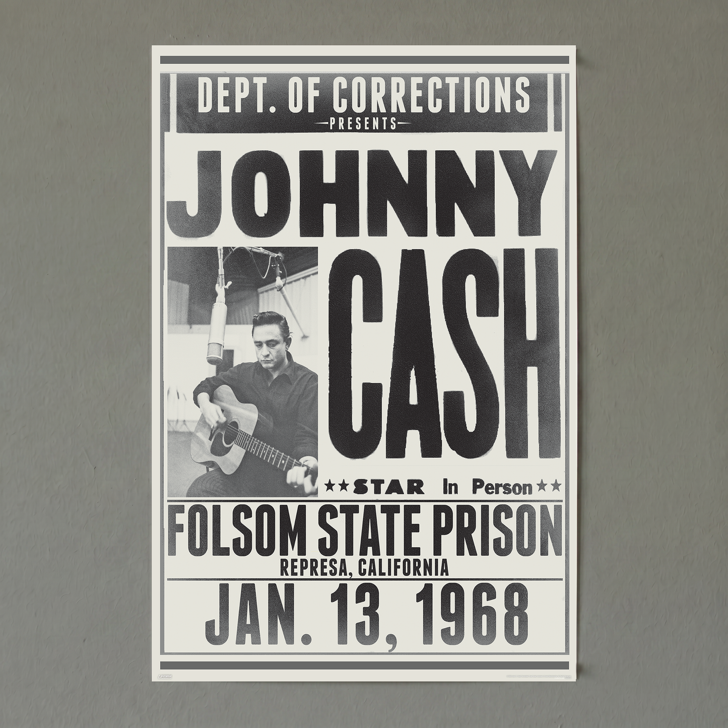 Johnny Cash - Folsom State - 24x36 Unframed Poster