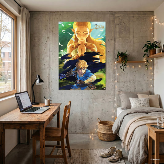 The Legend Of Zelda - BOTW - Zelda & Link - 24x36 Unframed Poster