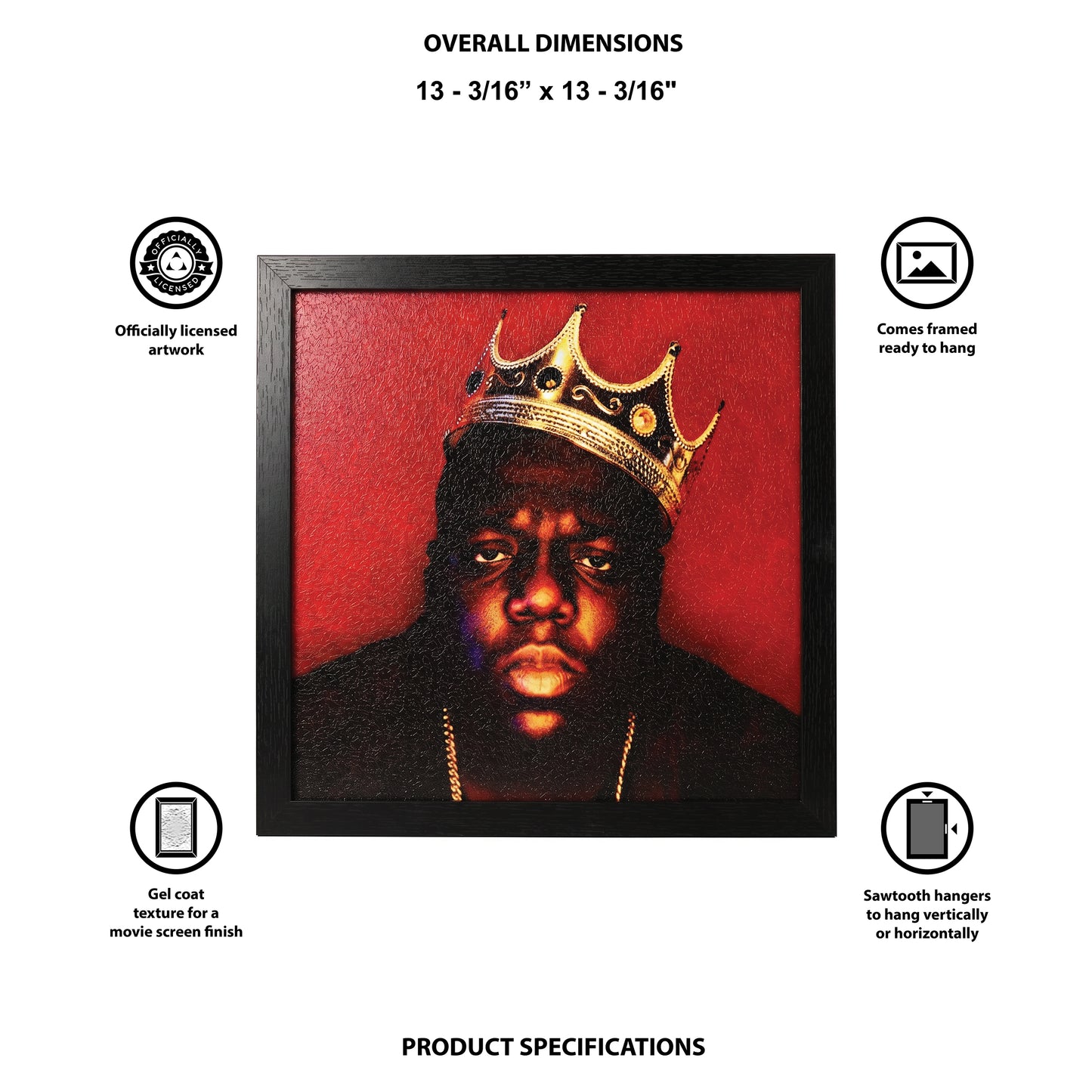 Notorious BIG - Crown Portrait - 12x12 Gel Coat